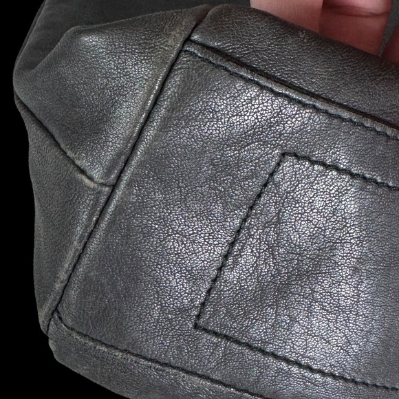 Johnny Was‎ Large Ariana Deep Graphite Grey Italian Goat Leather Fringed Tote - Picture 6 of 11